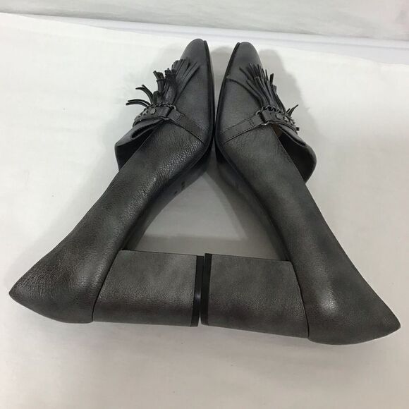 Nine West Leather Pewter Fringe Detail Pumps Size 9M - Picture 8 of 11